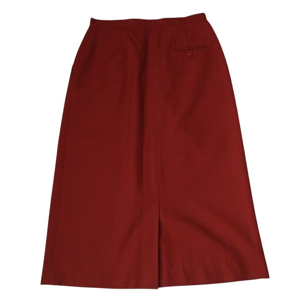 INCOGNITO Size 7/8 Red Vintage Pencil Skirt Pleated Pockets Office Midi Career - Picture 4 of 4